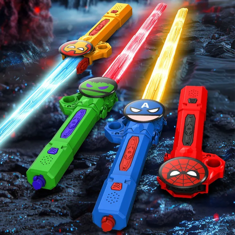 Los vengadores de Marvel Spider Man Iron Man dibujos animados dos en uno palo fluorescente intermitente juguetes telescópicos coloridos y geniales de alto valor