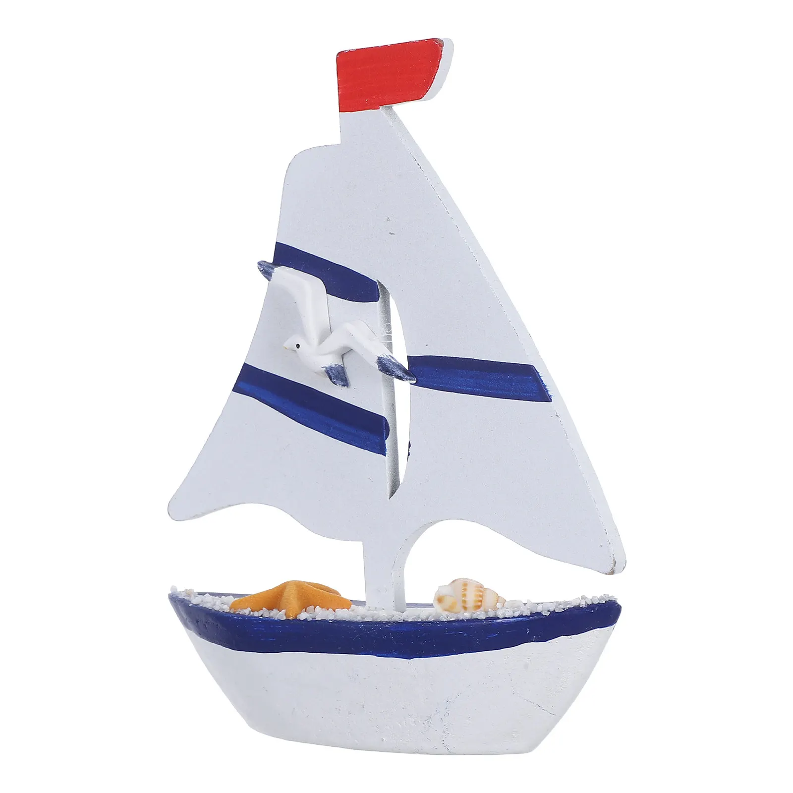 Mini Wooden Mediterranean Sailboat Decoration Nautical Desktop Ornament Creative Sailing Boat Decor Coastal Photography Prop
