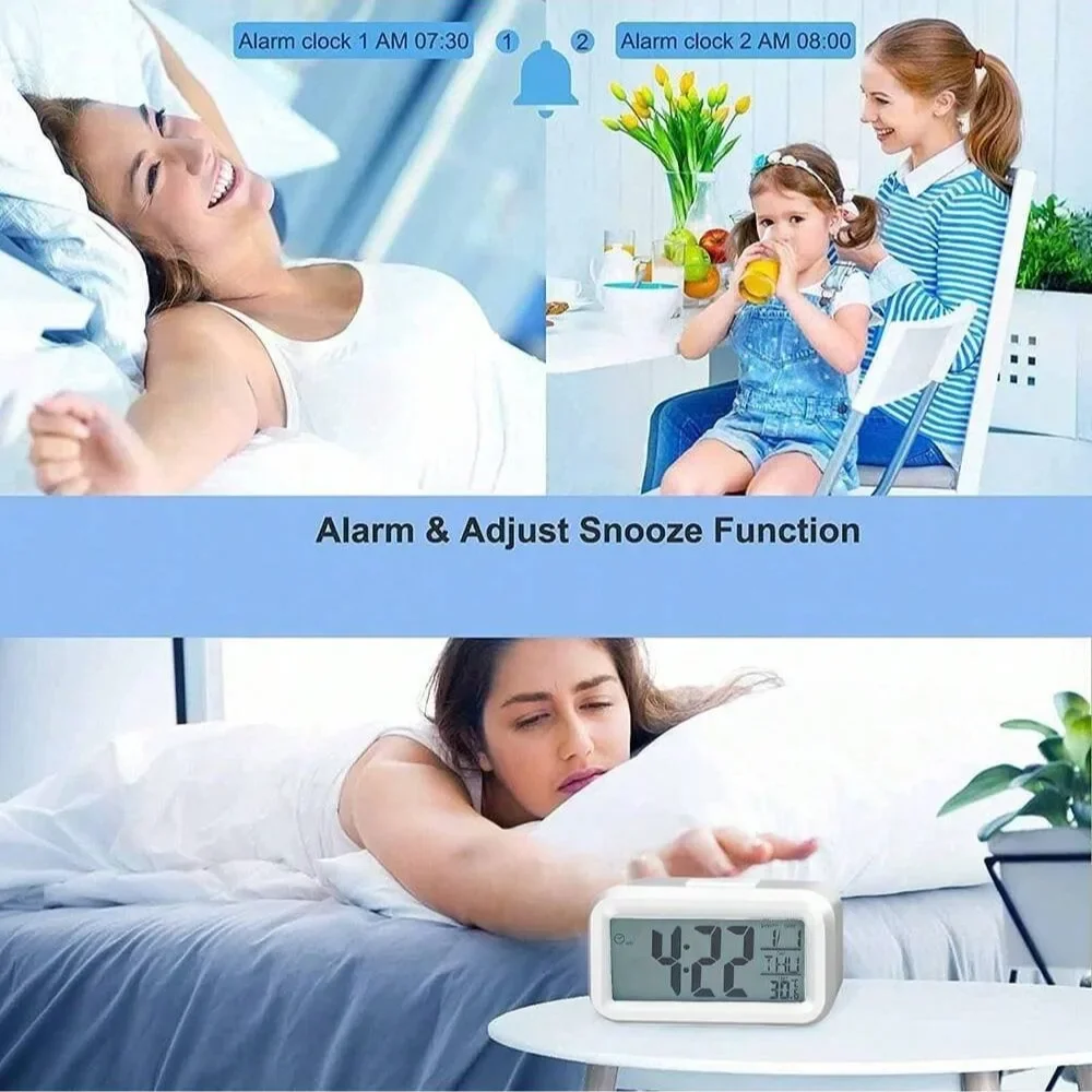 Multifunction Electronic Backlight Table Clock LED Digital Alarm Clock Backlight Snooze Data Time Calendar Desktop