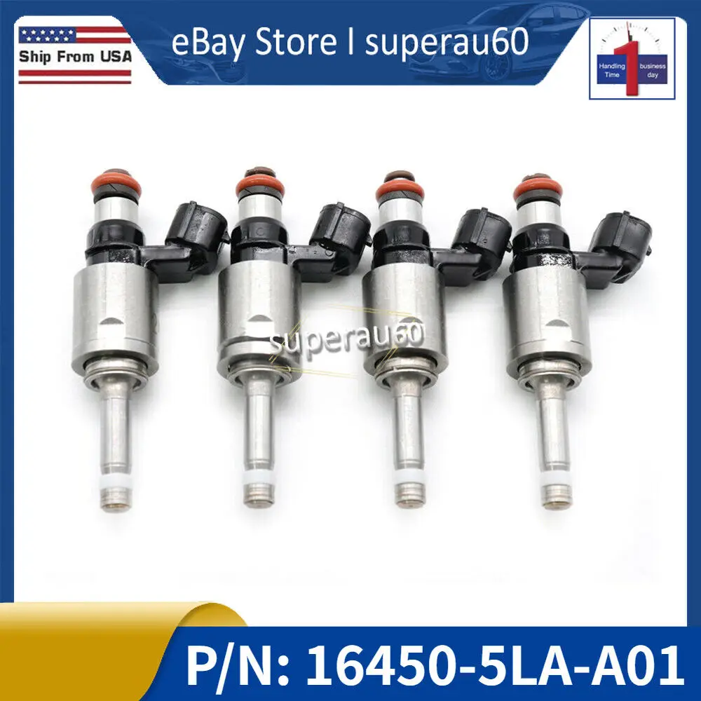 

4 NEW FUEL INJECTORS 16450-5LA-A01 FOR ACCORD CR-V TLX ILX 2.4L 16010-5LA-305