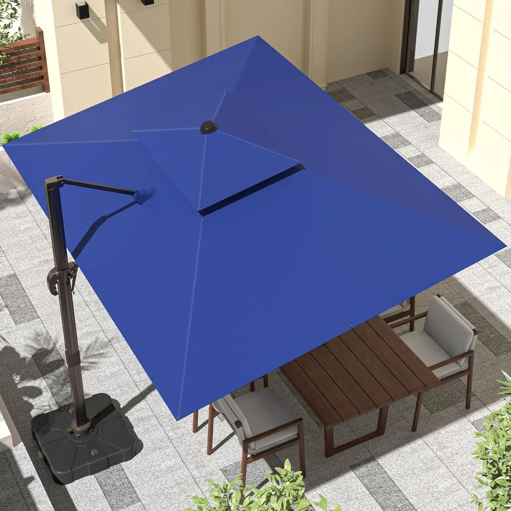 

9' X 12' Cantilever Outdoor Patio Umbrellas with Base Included, Large Rectangle Umbrella Heavy Duty 360°Rotation Offset