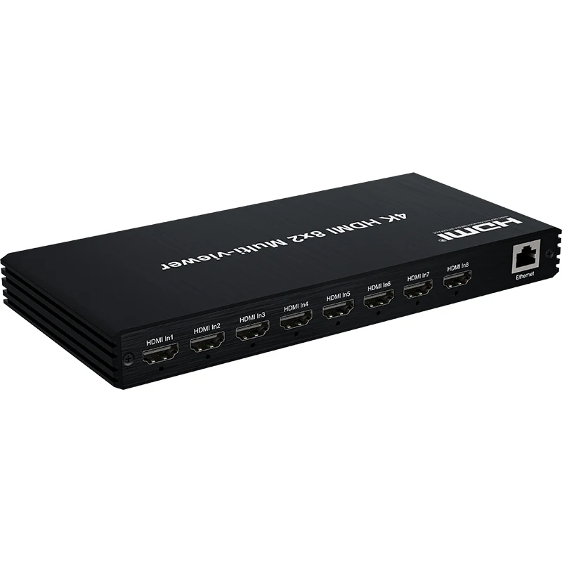 4K HDMI Multi Viewer 8x2 with PIP Dual Monitor HDMI Multiviewer Seamless Switcher 4 in 2 Out with Optical 3.5mm Audio Extractor