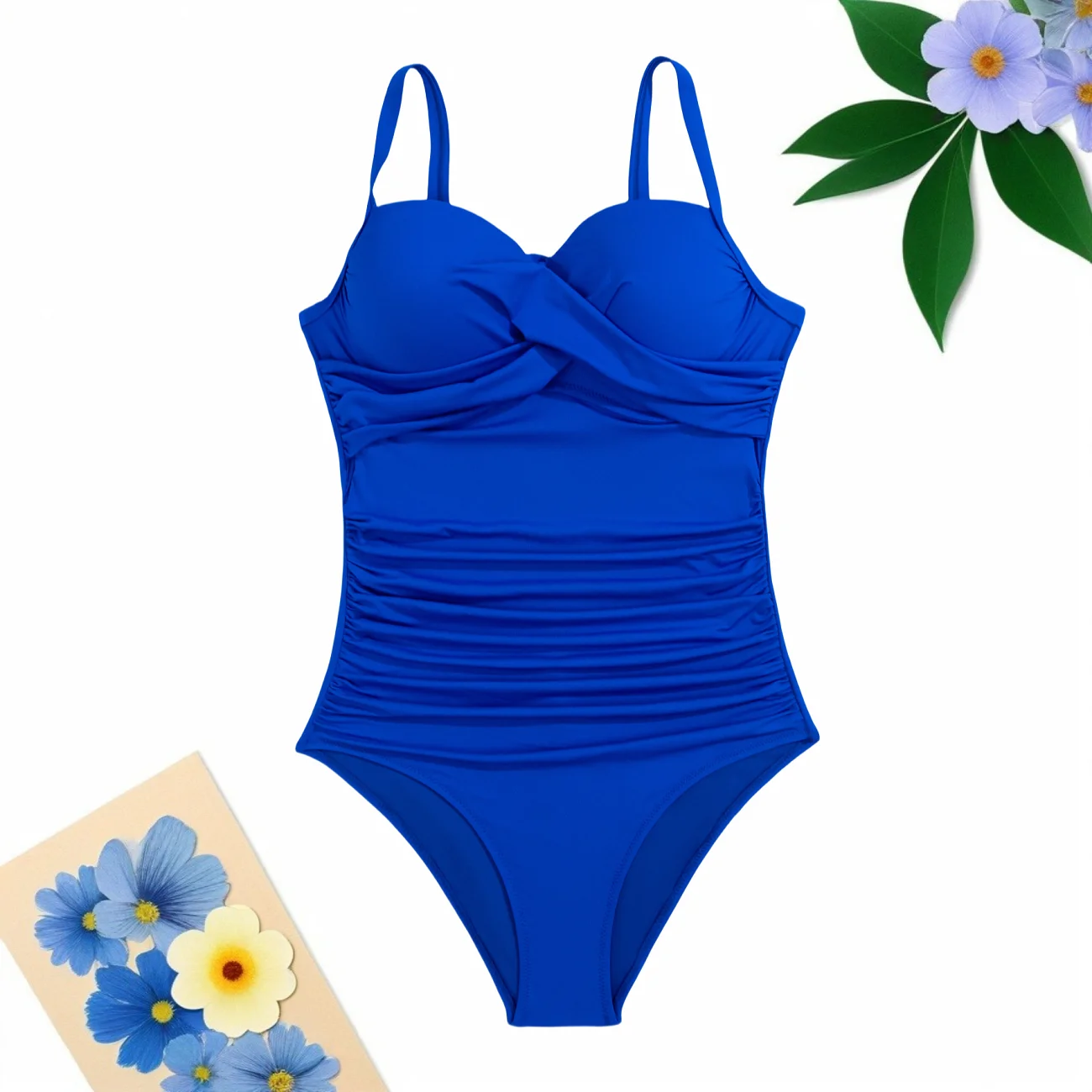 Bikini Sexy plisado de alta calidad para mujer, traje de baño de una pieza, tela de nailon a la moda, copa dura con aros, traje de baño para playa