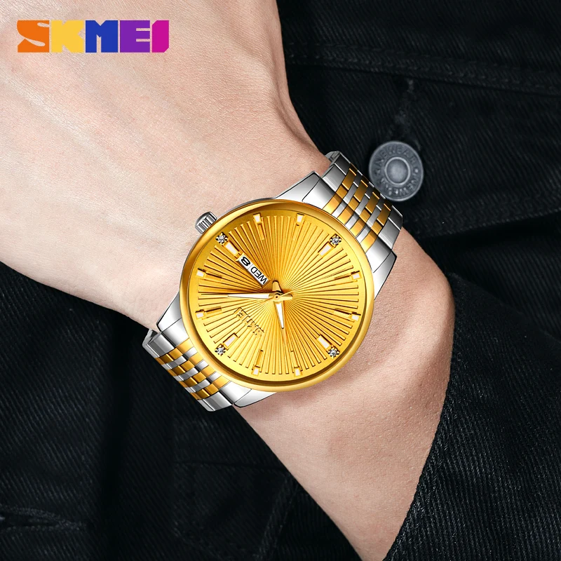SKMEI Moda Masculina Relógio Top Luxo Negócios Mens Quartz Relógios Aço Completo À Prova D' Água Casual Sport Watch Para Homens Reloj Hombre