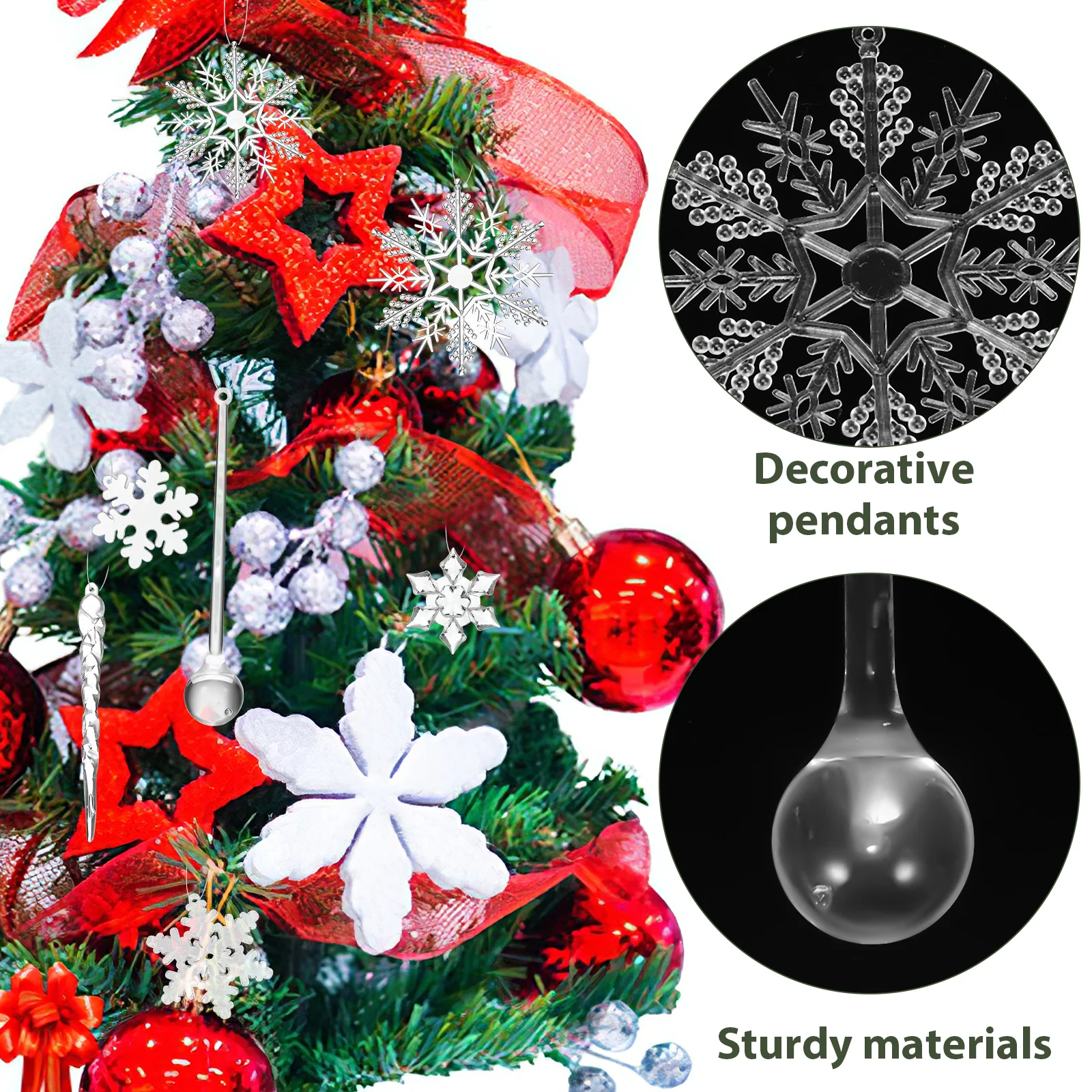 

Christmas Decorations Acrylic Snowflake naments Transparent Crystal Hanging Tree Pendants Xmas