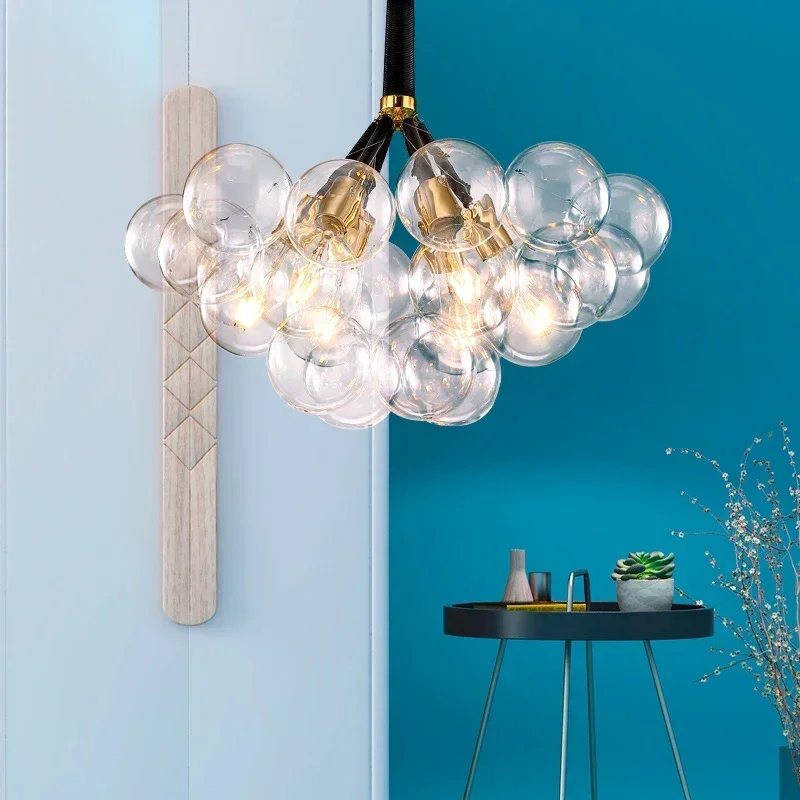 Modern living room glass ball LED pendant light Nordic restaurant pendant light coffee table bedroom room decor pendant light