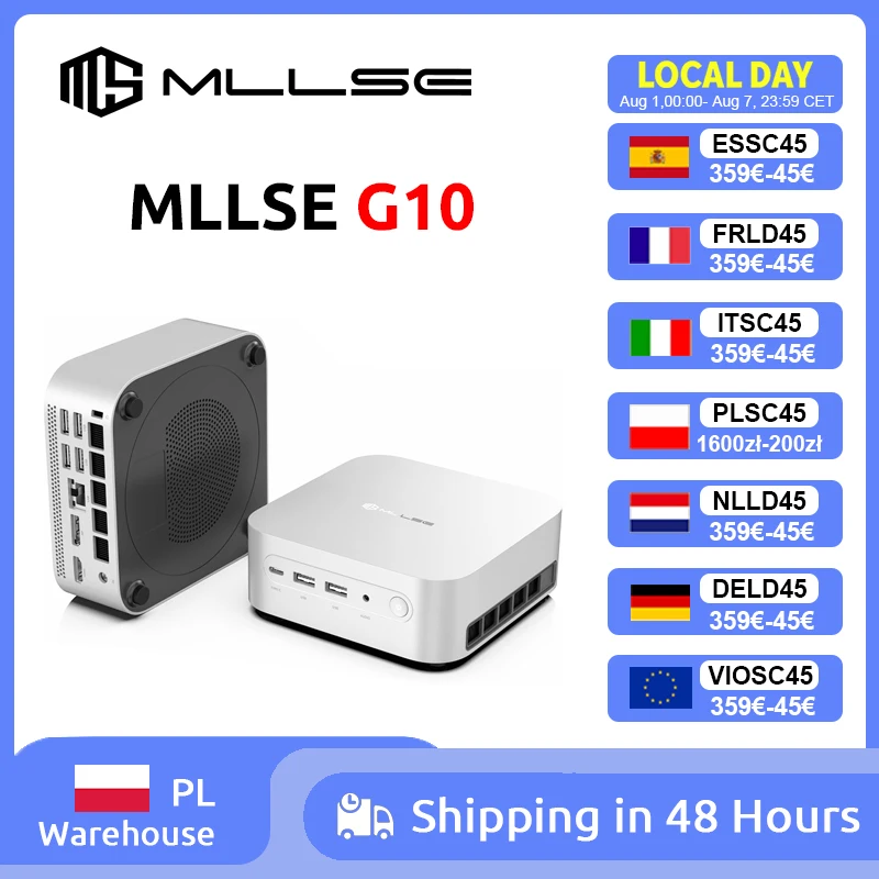 Mini PC MLLSE G10 AMD R7 H255 LPDDR5 24 Go 1 To SSD 8 cœurs Ordinateur de bureau BT5.2 WIFI6 HDMI TYPE-C USB