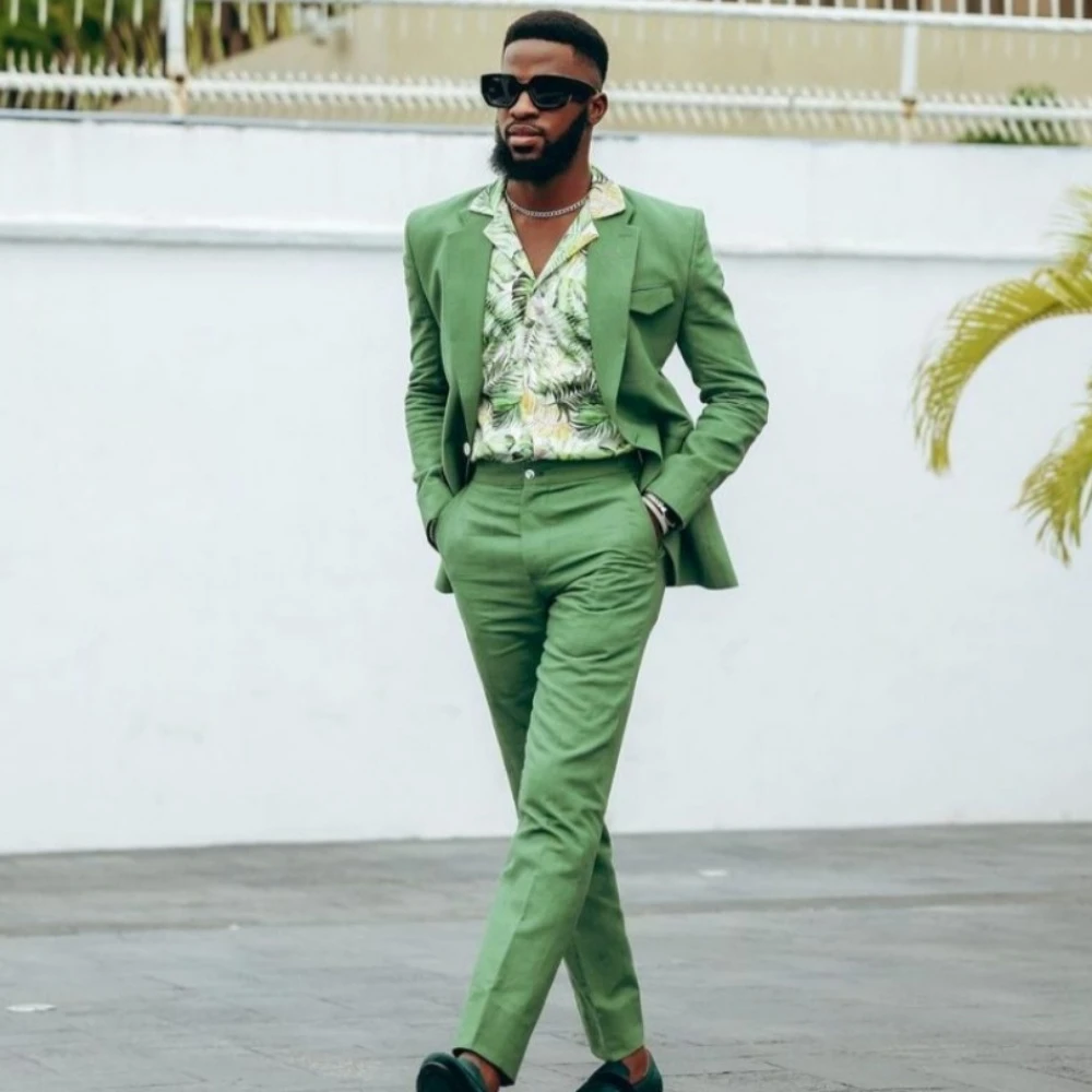 

Льняные мужские костюмы для выпускного вечера и свадьбы, приталенный крой, комплект из 2 предметов: пиджак и брюки, повседневный наряд для жениха, пляжной вечеринки, официальный образ, элегантная летняя одежда