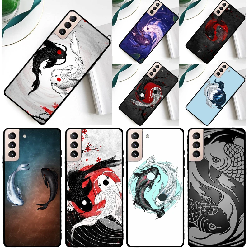 Koi Fish Yin Yang Art Case For Samsung Galaxy S23 S22 Ultra S21 S20 FE Note 10 20 Ultra S8 S9 S10 Plus Cover