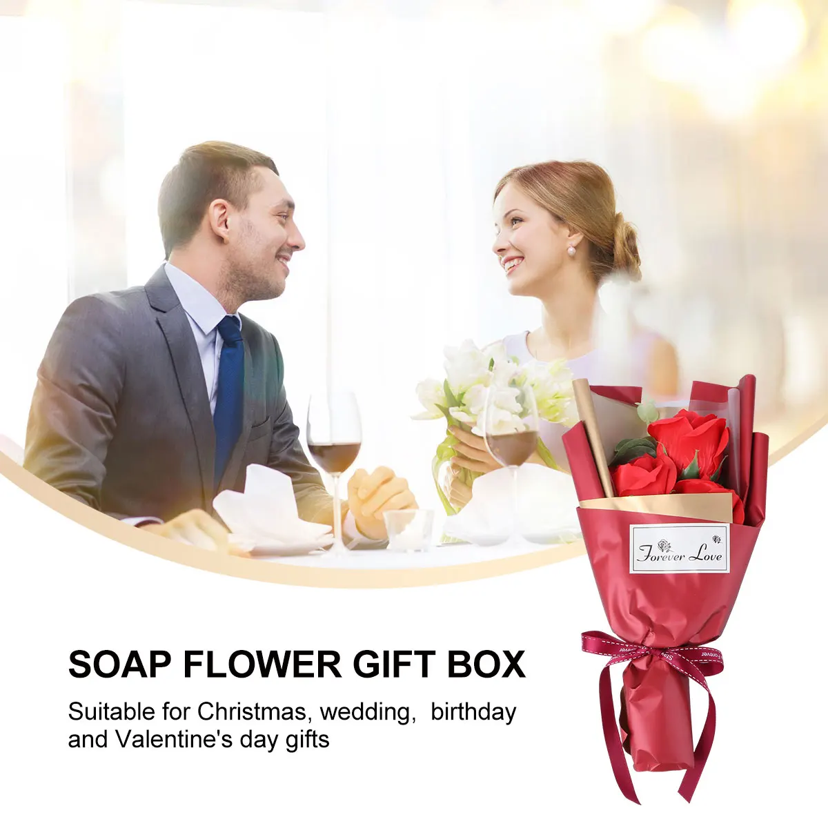 

Rose Bouquet Gift Box Flower Decor Valentine's Soap Flowers Romantic Preserved Artificial Wreath