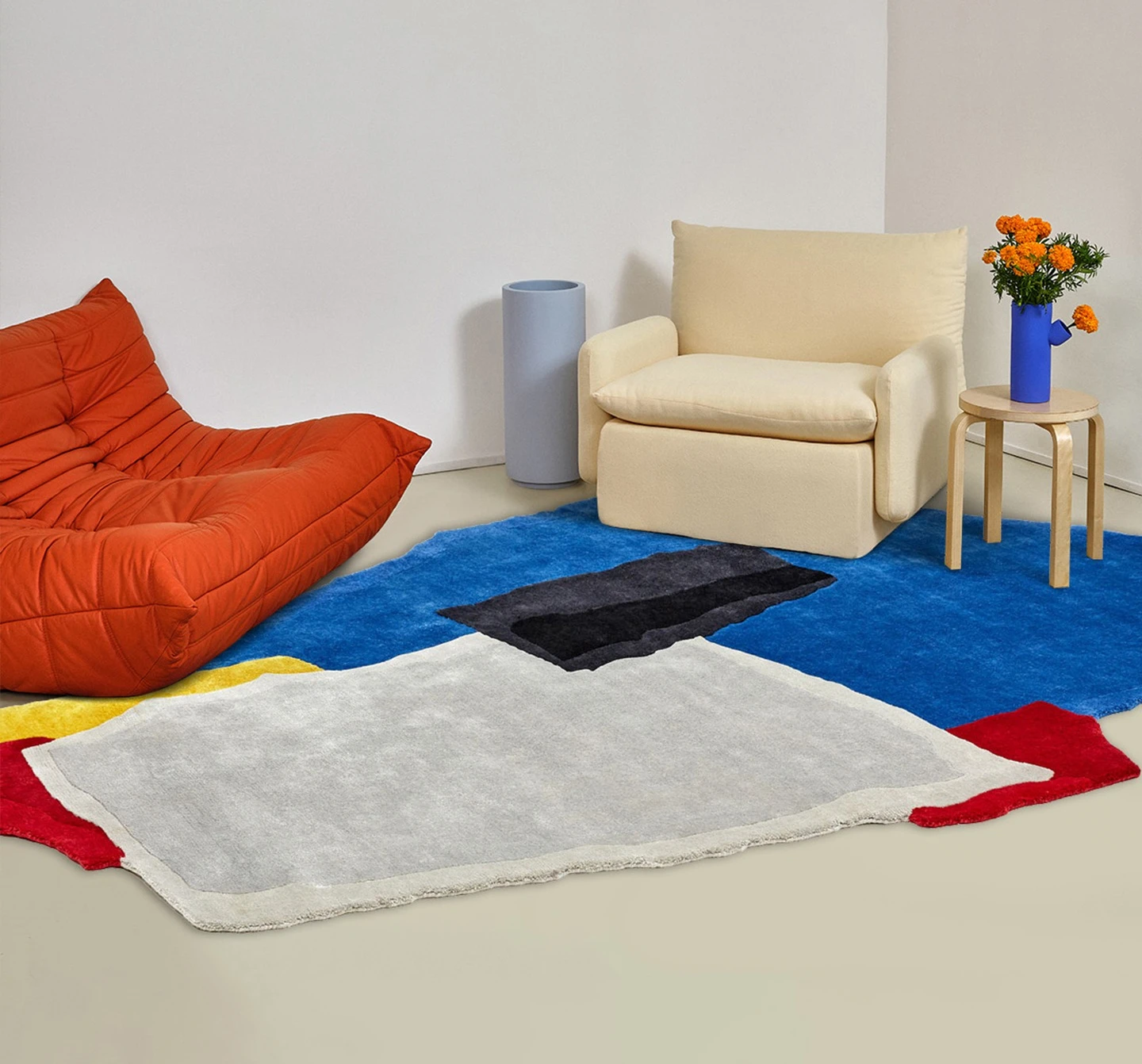 Dopamine color art special-shaped irregular living room carpet blue light luxury bedroom bedside blanket