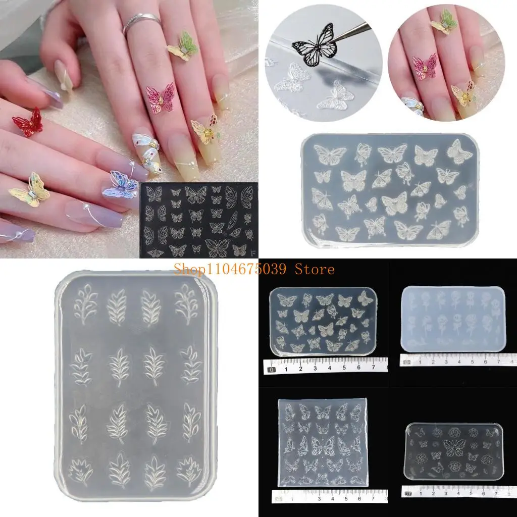 

5asd Beautiful Art Silicone Mold Assort Designs Art Tools Carving Mold for Manicure Professional Nailing Accessory
