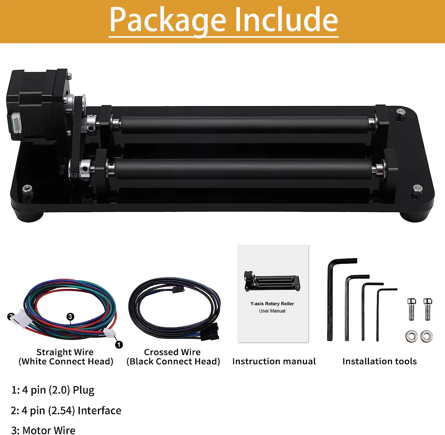 CNC Rotary Roller Y-axis Rotatory Laser Rotary for Engraving Cutting Machine Spherical Carving Cylinder Carving Cans Cups