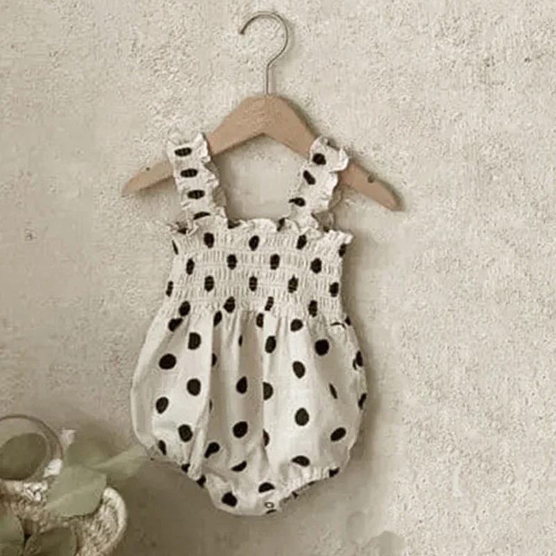 Sister Outfit Summer Children Clothes Baby Girl Party Dress Cotton Dot Camisole Dress Splicing Baby Romper Kids Princess Dress