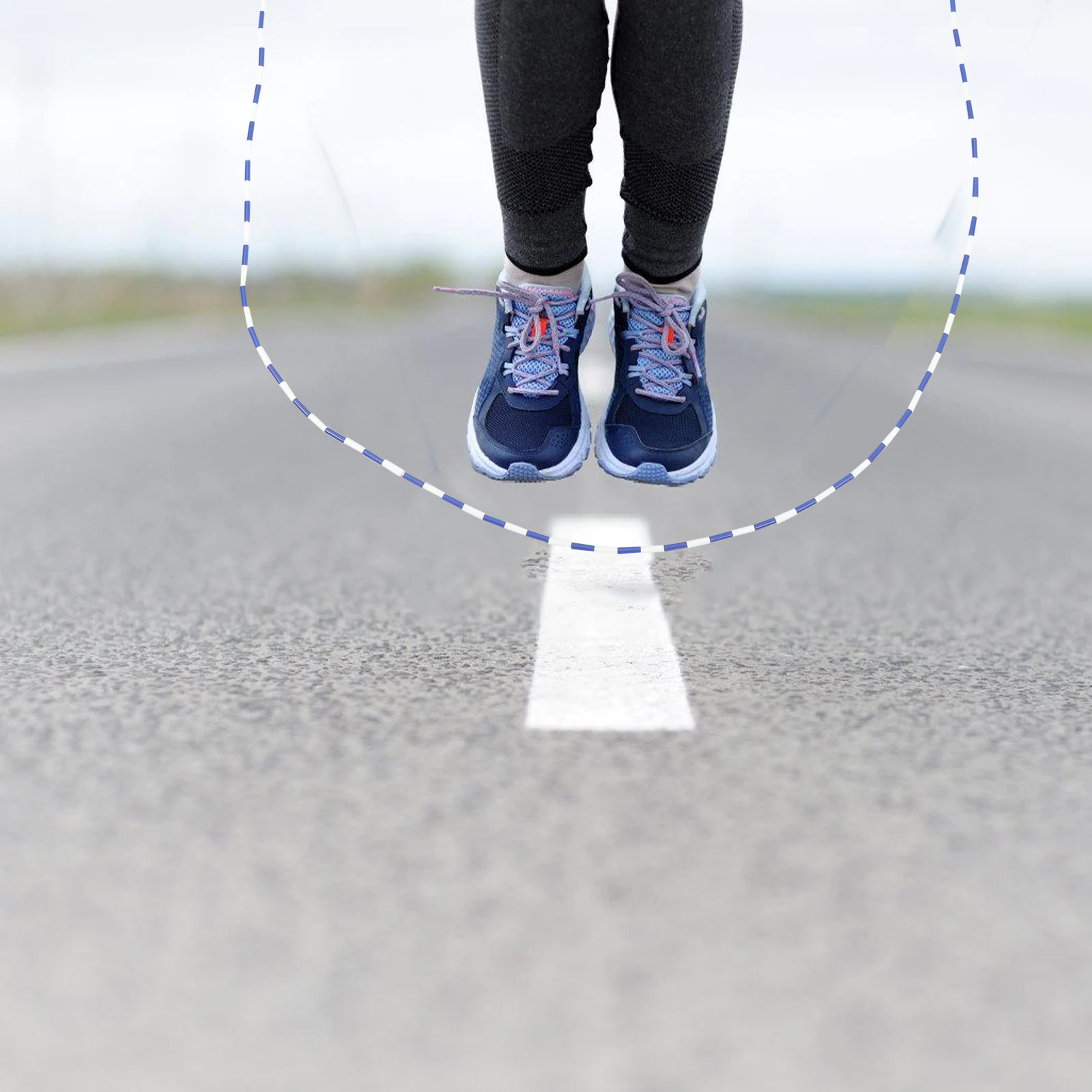 

1pc Bamboo Joint Pvc Fitness Jump Jump Rope Fitness Sports Exercise Skipping Rope For All Ages No-Slip Handle Blue