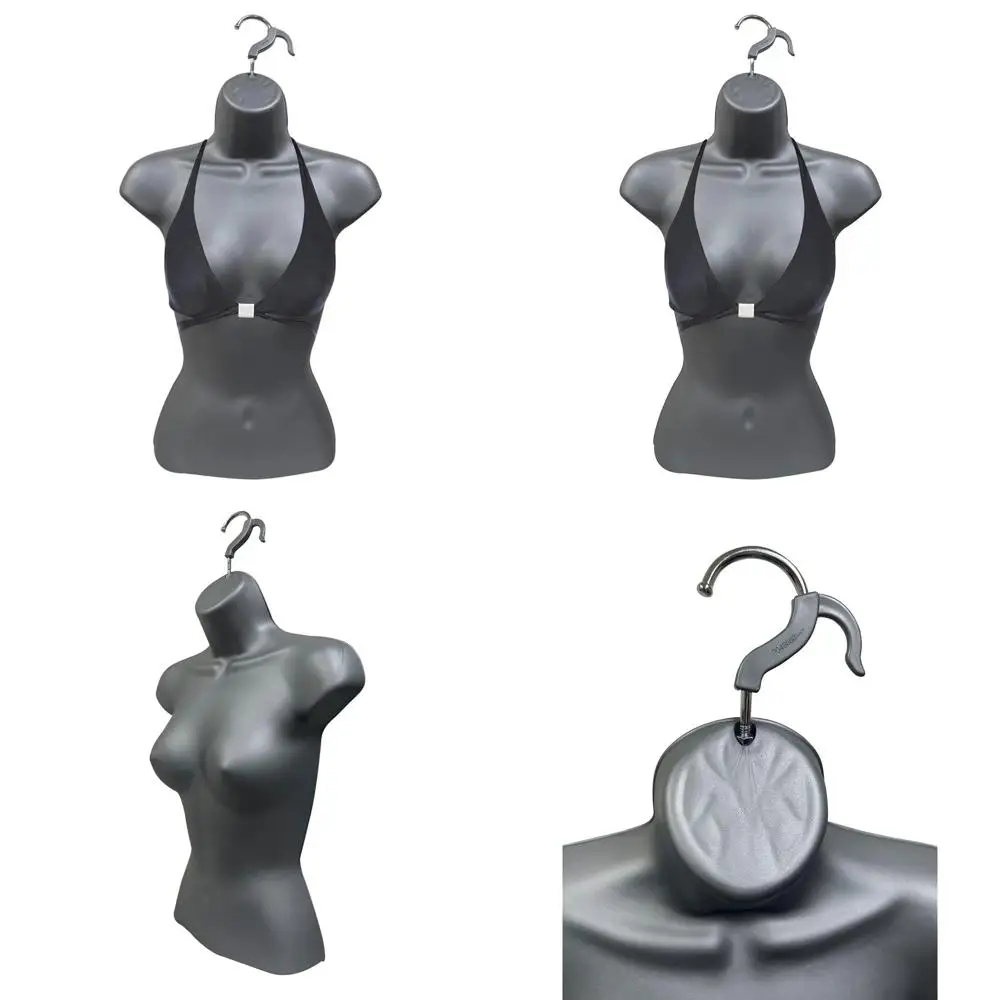 

Gray Stackable Hollow Back Mannequin Set of 3 for S-M Clothing, with Hanging Hooks and Countertop Display Options