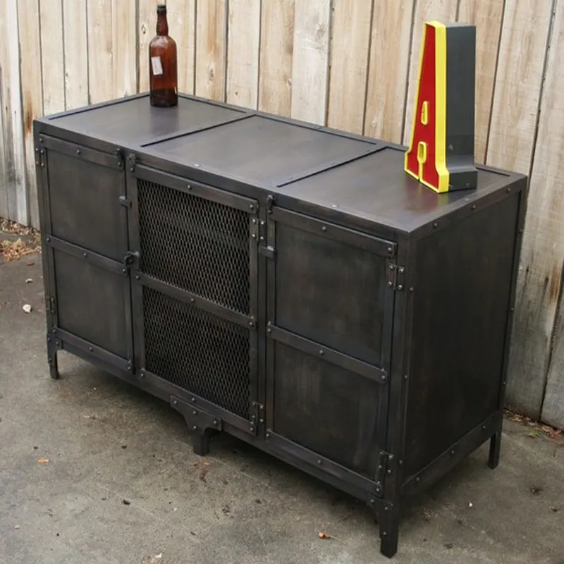 Retro tin chest frame rivet sideboard TV