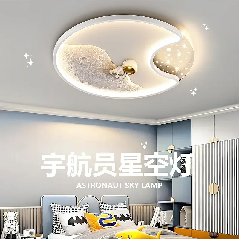 

Modern Astronaut Led Chandelier For Children's Room Bedroom Study Kids Baby Cartoon Spaceman Moon Home Ceiling Lamps Fixture
