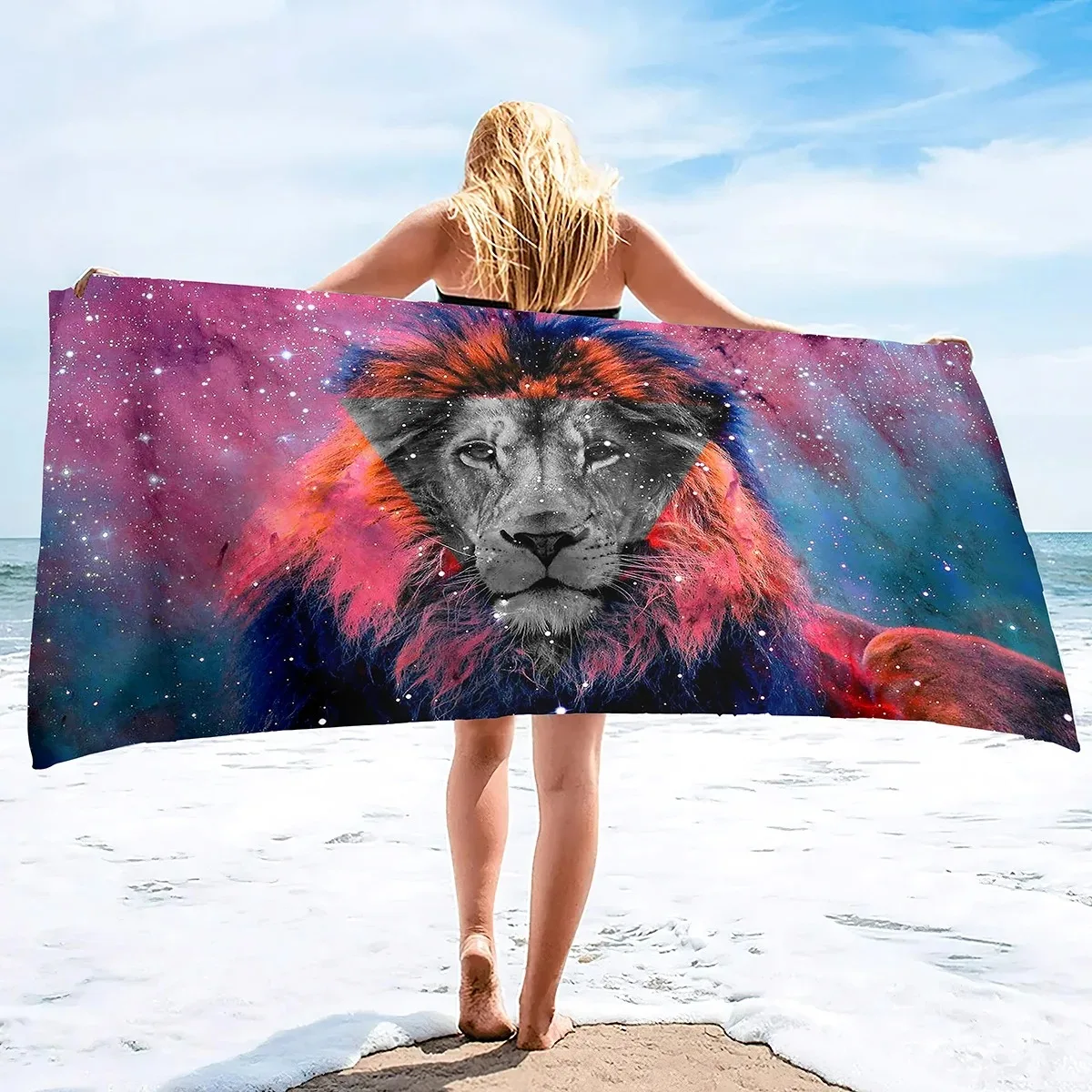 

Lion Beach Towel Microfiber Beach Towels for Adults Sand Free Beach Towel Quick Dry Large Beach Towel for Swimming,Bath, Camping