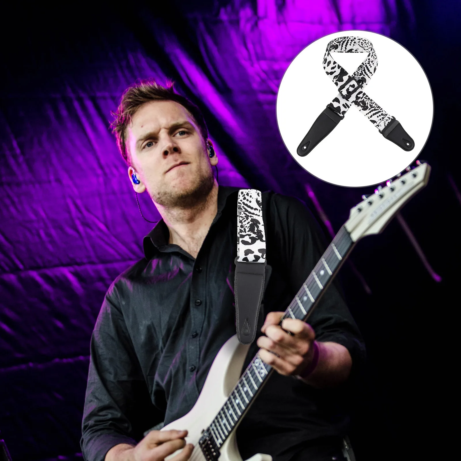 

Guitar Strap Adjustable Polyester Material For Guitar Ukulele Durable Instrument Accessories Smooth Edge Design