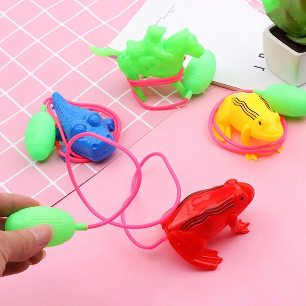 3Pcs Jumping Frogs Toy Funny Line Control Plastic Air Powered Bounce Crocodile/Horse Childhood Toy for Kids