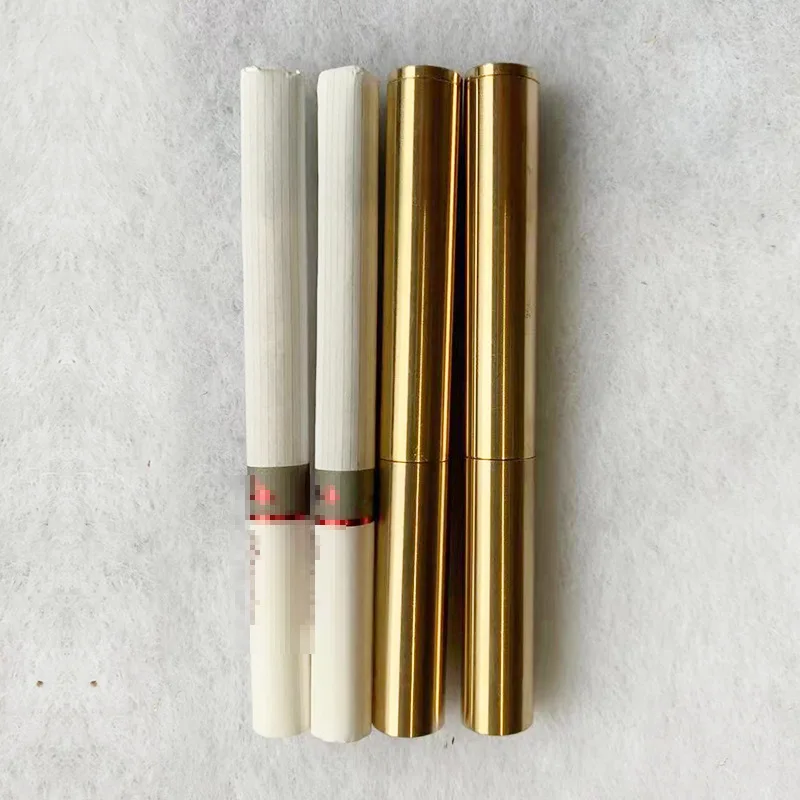 Retro Brass Gasoline Lighter Cylindrical Mini Thin Nunchaku Lighter Silver Brass Color