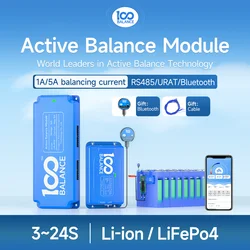 Lifepo4-equilibrador activo inteligente, dispositivo con Bluetooth, 1A, 5A, 16s, 4s, 8s, 24s, 13s, con APP, 12v, 24v, 48v, batería de iones de litio, bricolaje