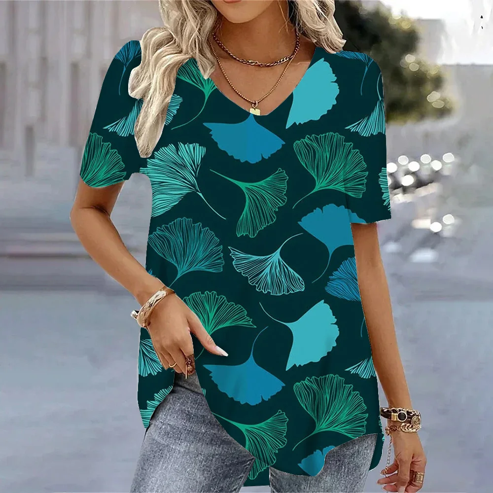 Women\'s 3d Bohemia Printed T shirts V-neck Short Sleeved Tops Fashion Hawaii Style Blouse Tops Tees Summer Clothing Hot Sale