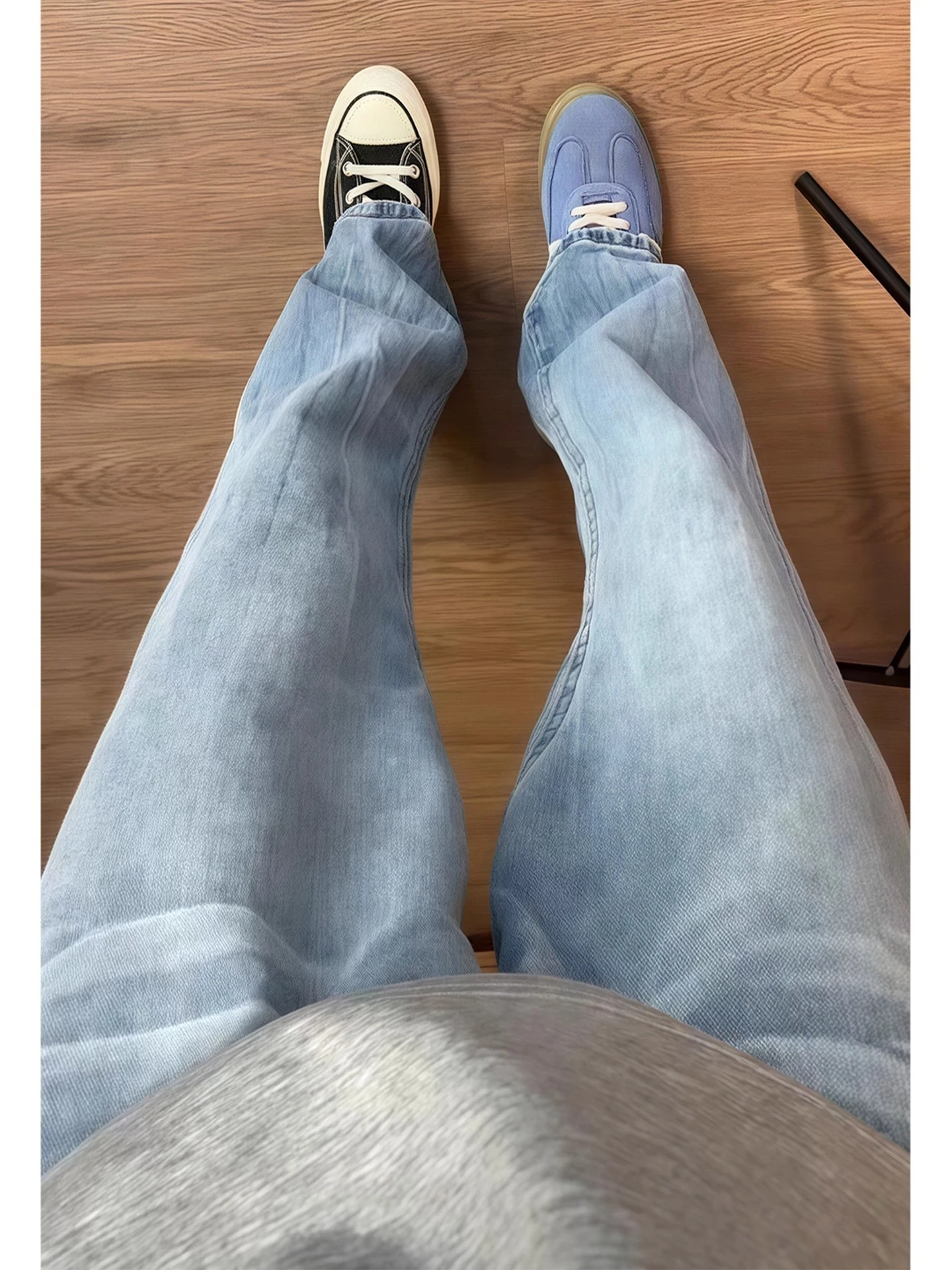 

Light Blue Fce Lined Lightning Pattern Men's Jeans Cleanfit Straight Leg Trousers American High Street Sle Autumn Winter