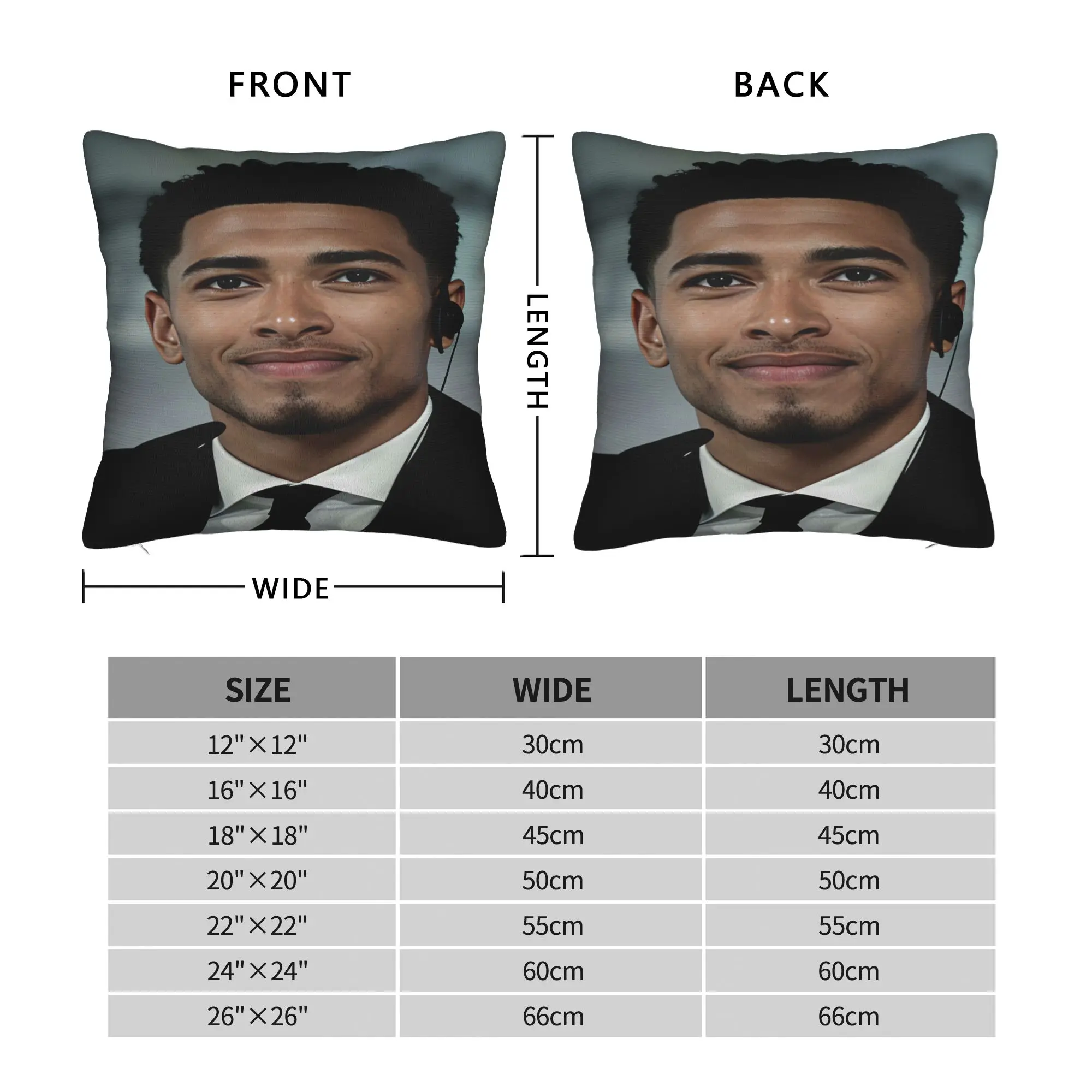 Jude Bellingham Formal Suit With Headset Gentle Look Pillow Cover  Vintage Pillow Case For Living Room Bed Cushion Cover Gift