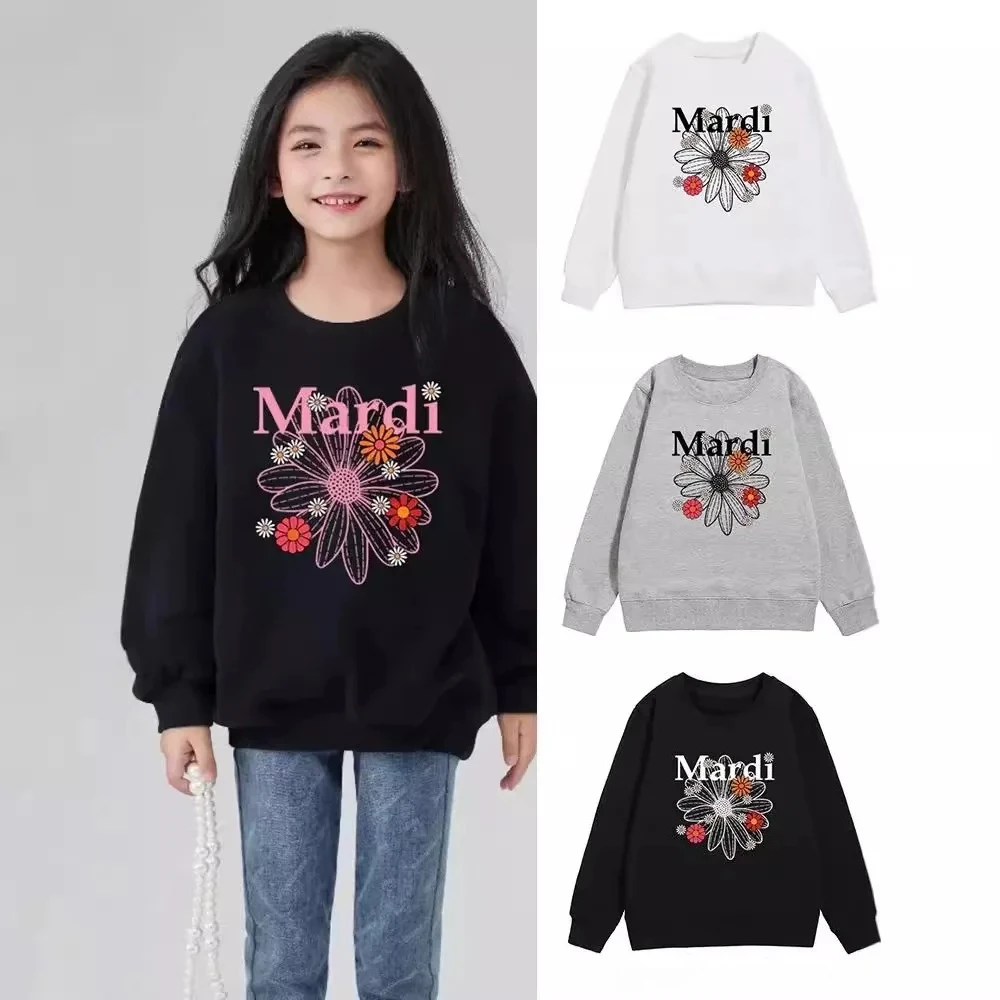 

Корейская детская одежда для мальчиков и девочек с круглым вырезом, осенние и зимние толстовки с принтом 2025 года, детская одежда для девочек