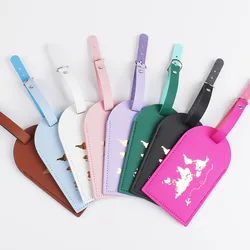 New 8 Colors PU Leather World Map Suitcase Luggage Tag Label Bag Pendant Handbag Portable Travel Accessories Name ID Address Tag