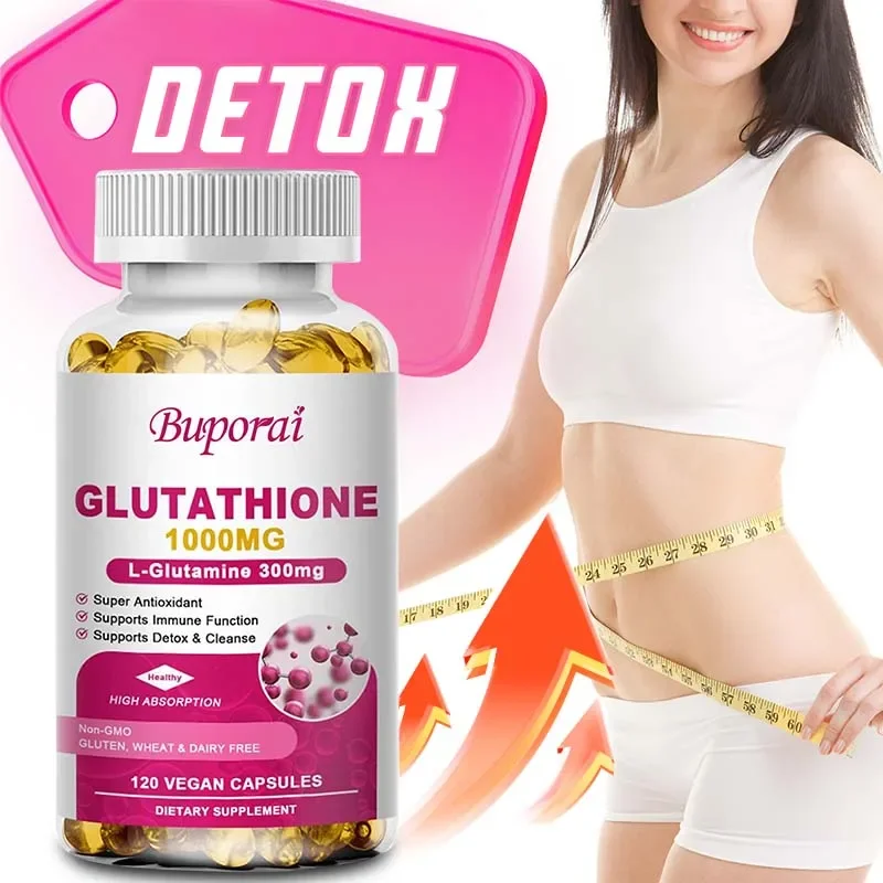 

Glutathione Capsules 1000MG - Powerful Antioxidant, Promotes Body Detoxification and Cleansing, and Supports Immune Health
