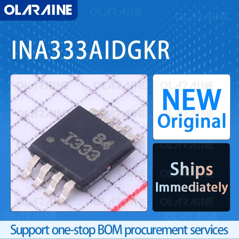 

5/10/100Pcs INA333AIDGKR MSOP-8 original ic chip Instrumentation amplifiers RoHS 1 Channel SR - 160 mV/us Ib -200 pA Vos -25 uV