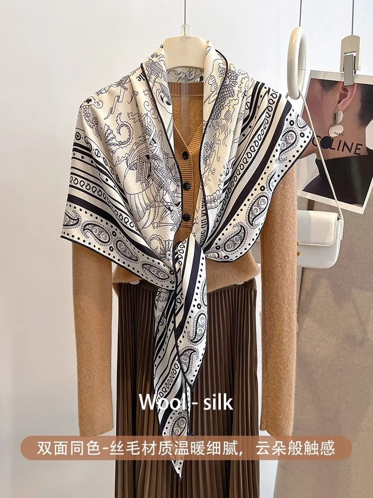 A silk shawl paired with new summer and fur scarf for the air-conditioned room