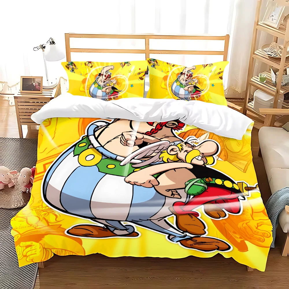 Duvet Cover Pillowcase Bedding Set Adventure Comic Asterix Obelix Adult Boy Girl Bedroom Decoration Children Gift Single Double