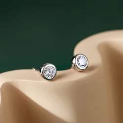 Buyee 925 Sterling Silver Bead Earring Light Zircon Simple Round Earring for Woman Man Fashion Punk Rock Fine Jewelry Earring