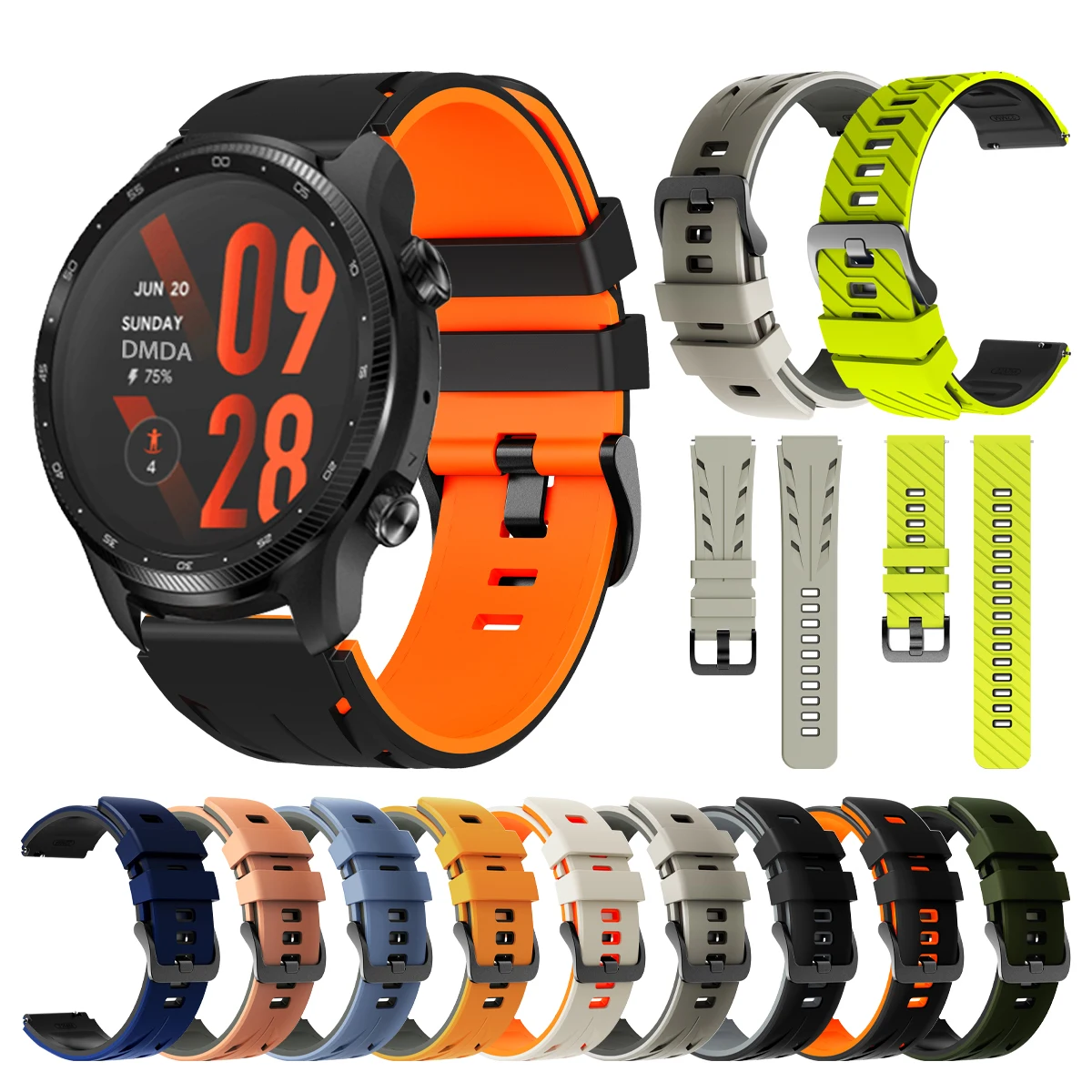 Für TicWatch Pro 3 Ultra GPS Silikonarmband 22mm Uhrenarmband für TicWatch Pro 3 GPS GTW GTX X Armband Correa für Garmin Venu 4 3