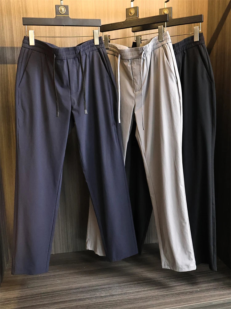 

Технологические водостойкие эластичные мужские легкие удобные дышащие прямые повседневные брюки, модная летняя мода