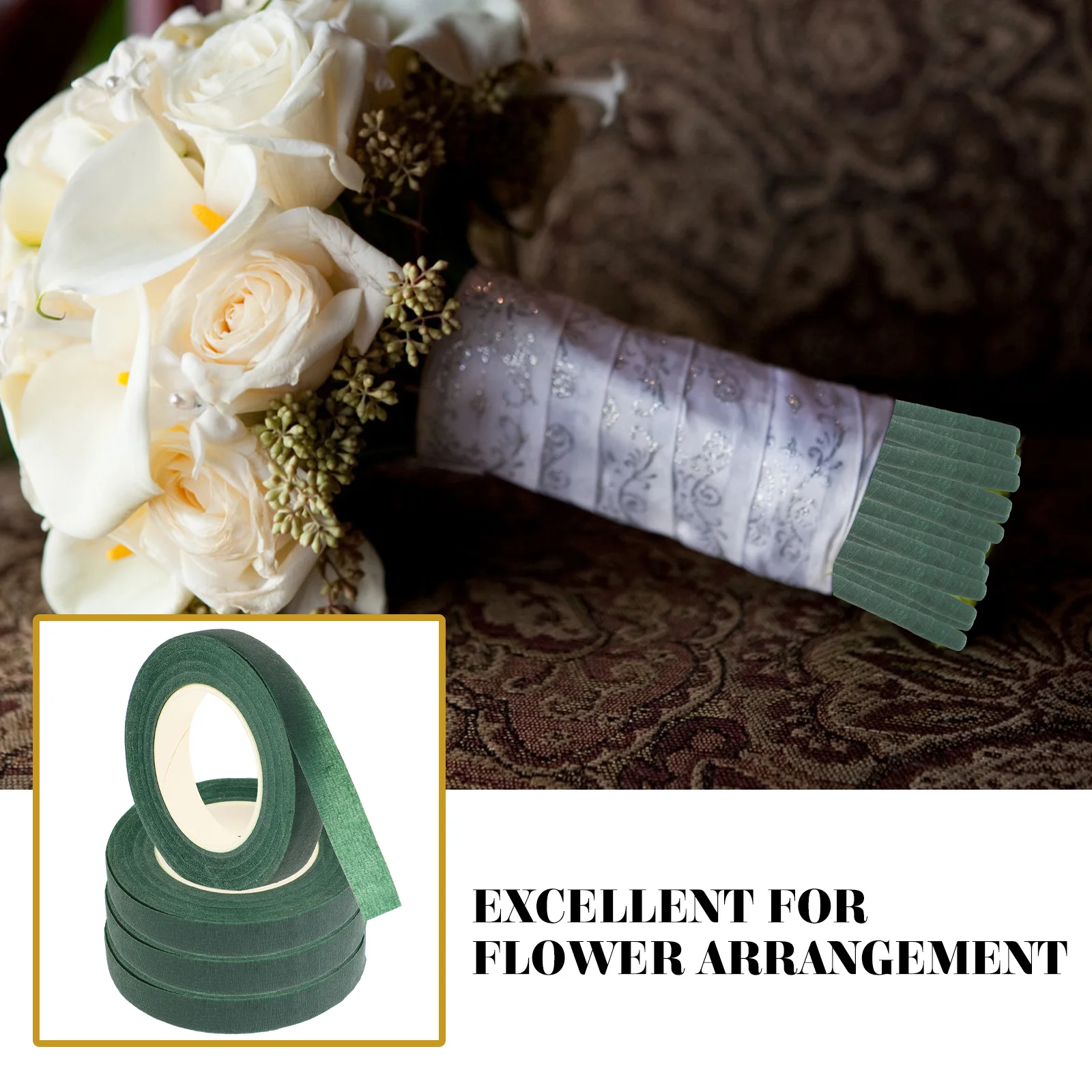 

4Pcs Green Tape Diy Floral Arrangement Supplies For Bouquet Stem Wrapping Flexible Flower Fixing Tool