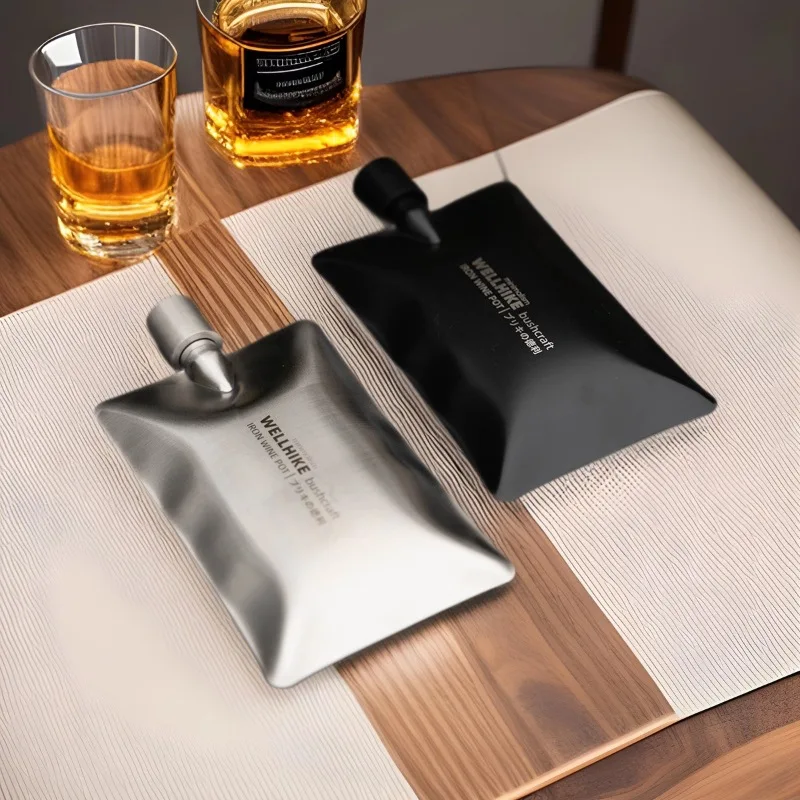 6oz Hip Flask for Liquor 304 Stainless Steel Flat Irregular Shape Flask that Fits Great in Jacket Pockets and Pants