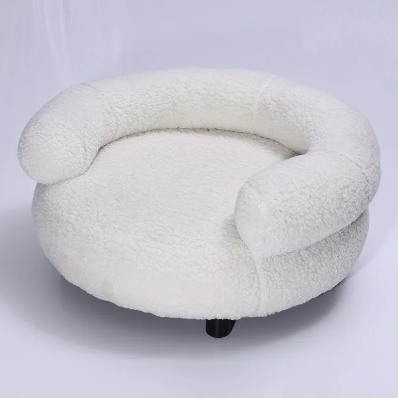 New Memory Foam Washable Premium Luxe Elavated Comfortable The Safety Beds Pet Nest Sleeping Sofa Circle Dog Bed White Fluffy