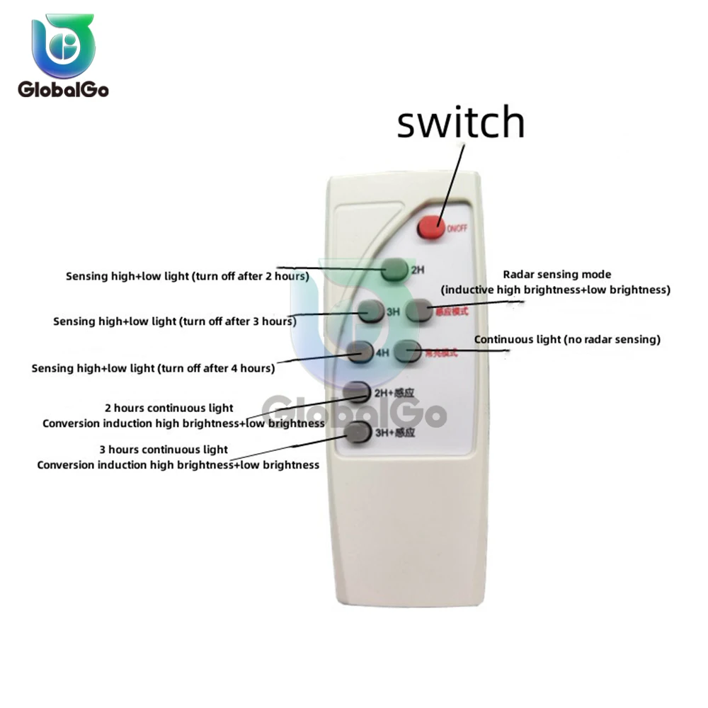 3.2V 3.7V Microwave Radar Human Body Sensor Driver Module Solar Wall Light Circuit Induction Control Board With Remote Control