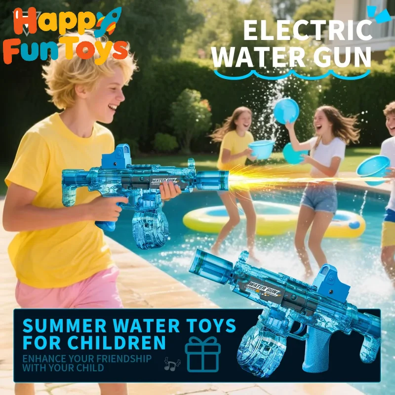 

Simulated Firing and Recoil Electric Water Gun Toys Children Automatic Sensor Lights Water Pistol Summer Outdoor Beach Kids Toy