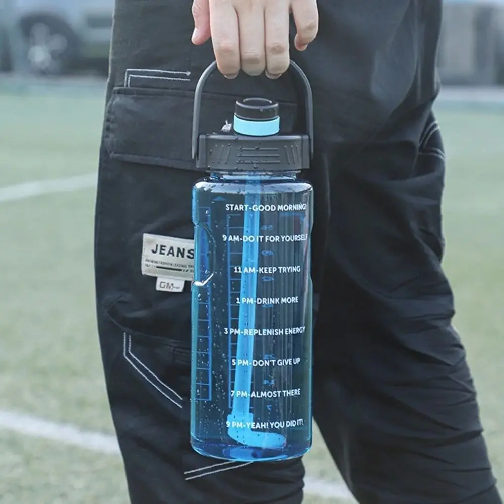 Outdoor Sports 1.5L/2L/3L Sports Water Bottle Leakproof Large Capacity Water Jugs Lightweight with Time Marker Travel Kettle