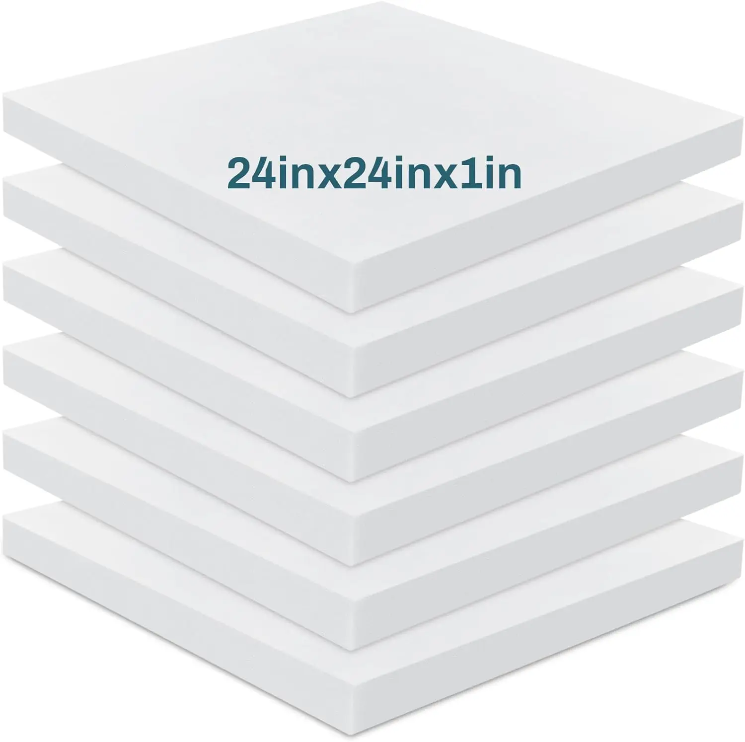 

6 Pack 1" X 24" X 24" High Density Foam Cushion White Square Seat Replacement for DIY Projects