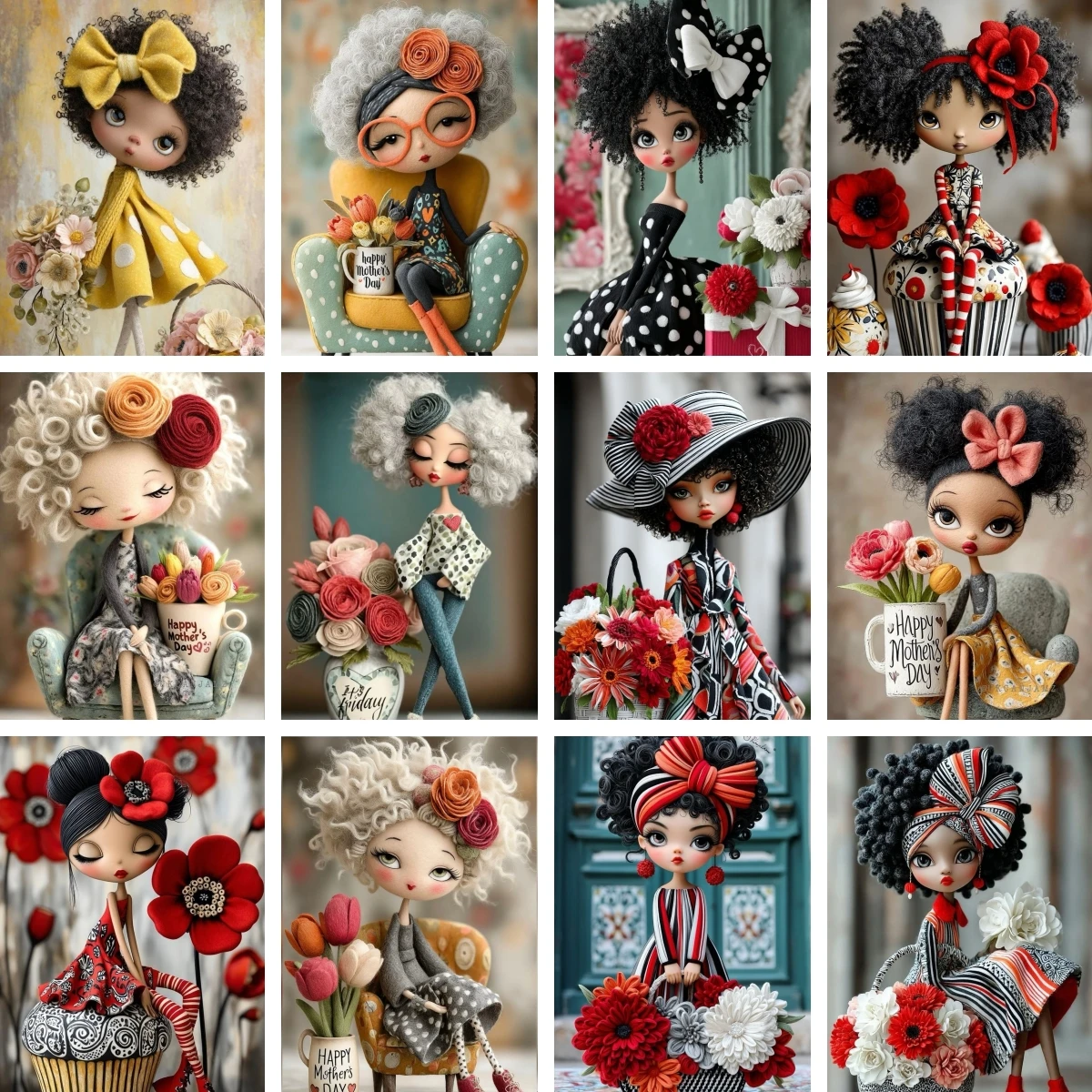 New DIY Diamond Painting Modern Woman with Flower Box Poster Embroidery Picture Rhinestones Mosaic Portrait Decoration Wall Art