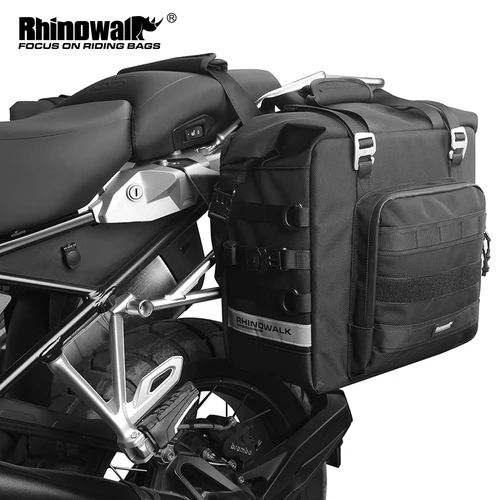 Rhinowalk-bolsa lateral impermeable para motocicleta, expandible de 25L-32L alforja, almacenamiento de liberación rápida en forma 3D, 1 unidad