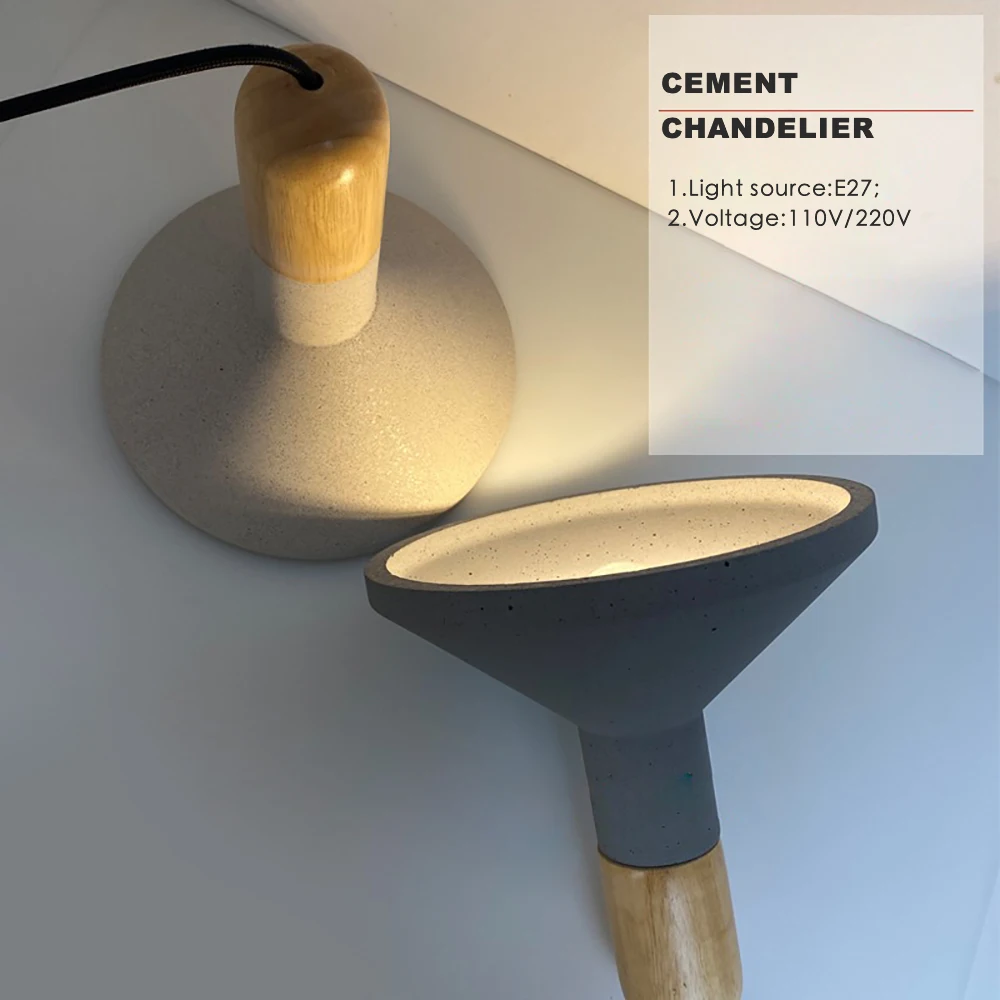 Lámpara colgante de diseñador nórdico, lámpara colgante Industrial de cemento de madera maciza para comedor al lado de Bar, cafetería, lámpara colgante para cabecera, decoración
