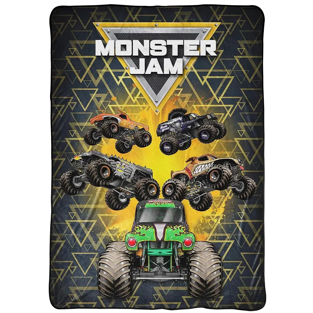 

Плед Monster Jam MJ Life - размер 62 x 90 дюймов, детское постельное белье с изображением Grave Digger - устойчивый к выцветанию, супермягкий флис.